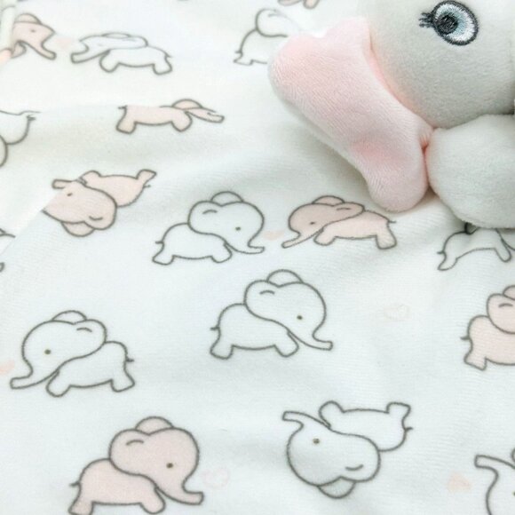 Blankets & Beyond Baby Elephant Security Blanket Lovey With Pink Ears 13"   U - Picture 3 of 6